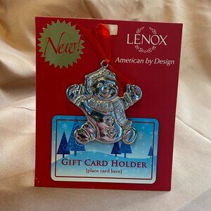 NEW Lenox Holiday Holders Metal Snowman Ornament with Red Ribbon Hanger